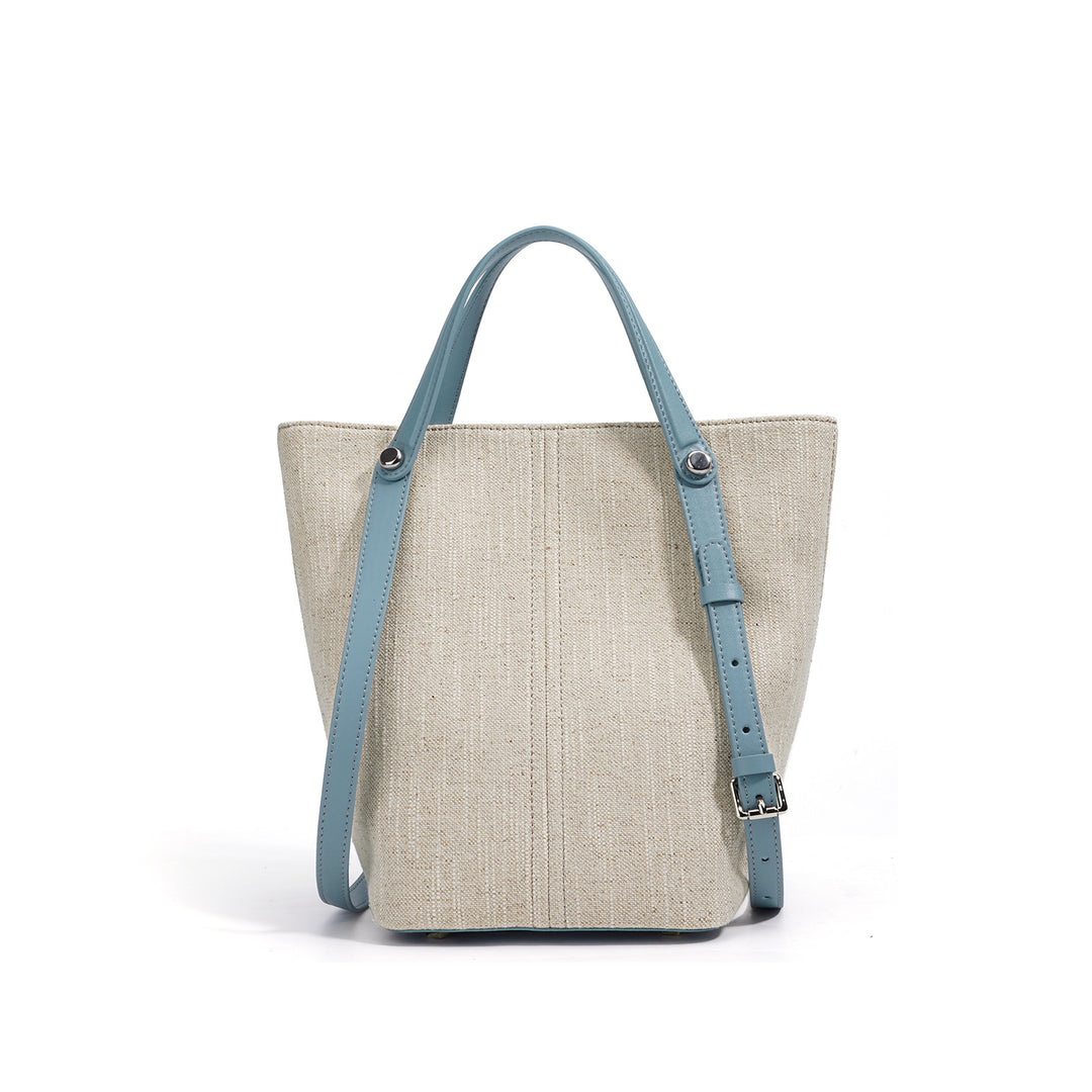 canvas tote bag with leather top handles - SIENAS
