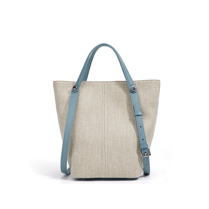 canvas tote bag with leather top handles - SIENAS