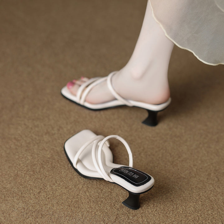 strappy square-toe sandals with mid heel – AURELIANLU