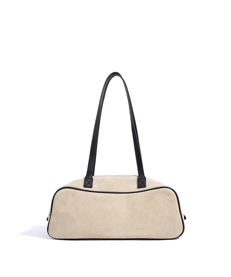 suede shoulder bag with contrast leather straps – SIENNALA