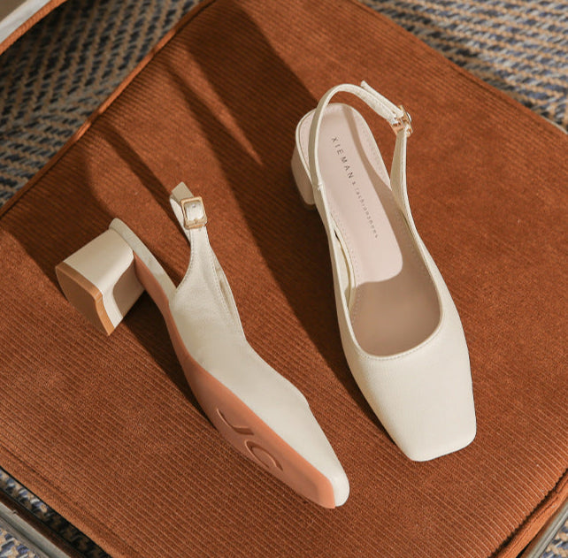 slingback block heels with square toe – AURARTU