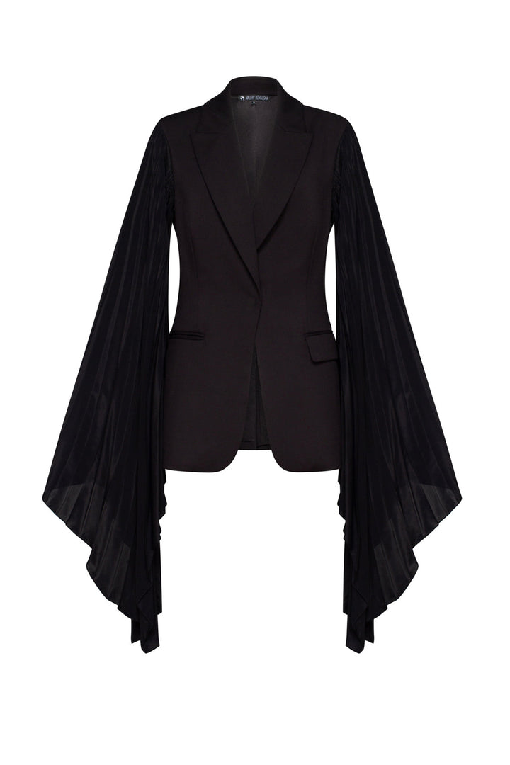 pleated cape sleeve blazer – CAMILA
