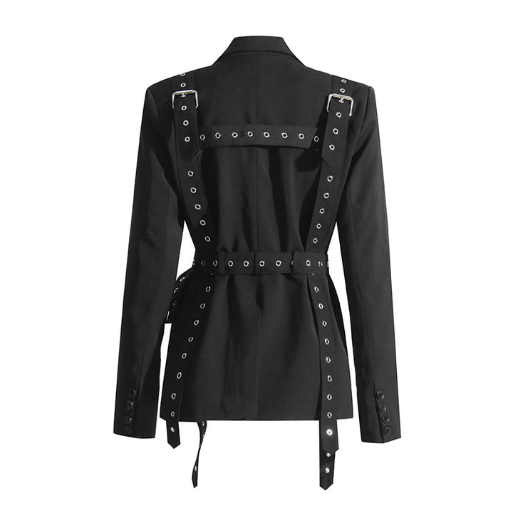 بليزر مصمم خصيصًا بتفاصيل حزام بإبزيم - نوار