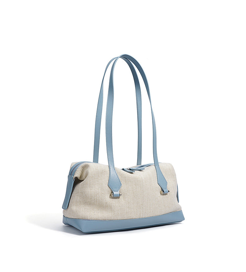 sac cabas en rotin tissé avec doubles poignées en cuir – LÉONIE 