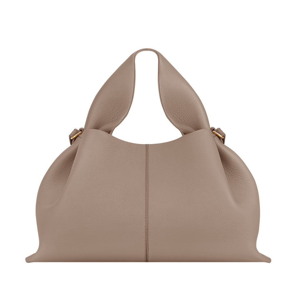 geweven rieten draagtas met dubbele leren handvatten – LÉONIE 