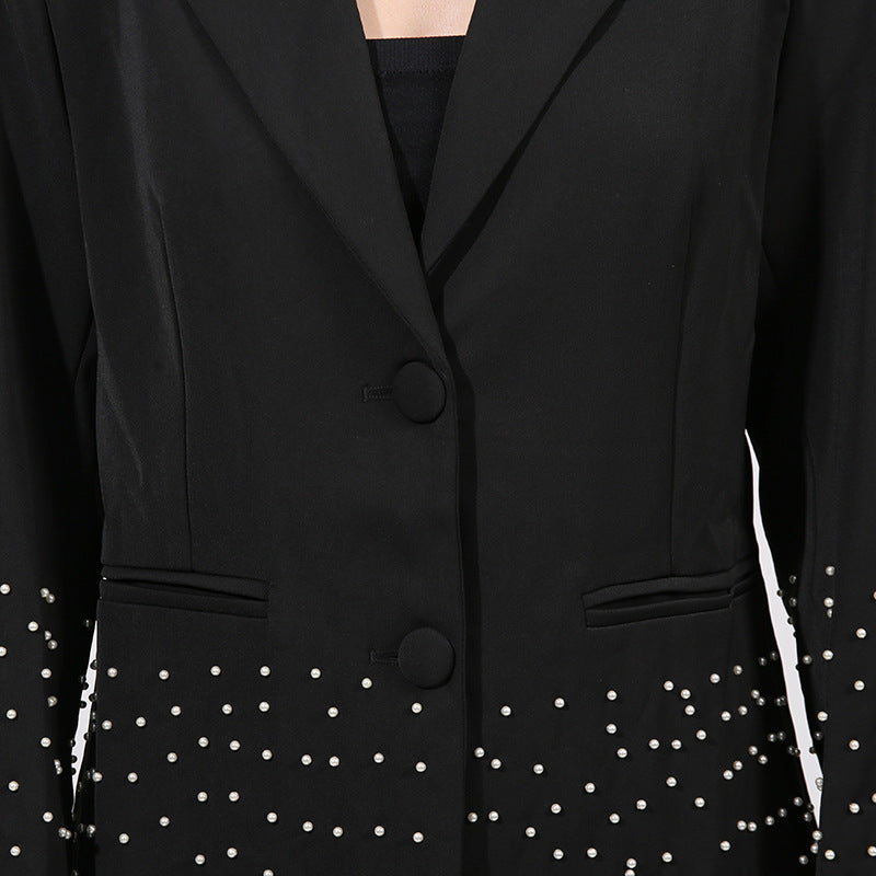 Embellished Tailored Blazer with Beaded Hem – PEARL