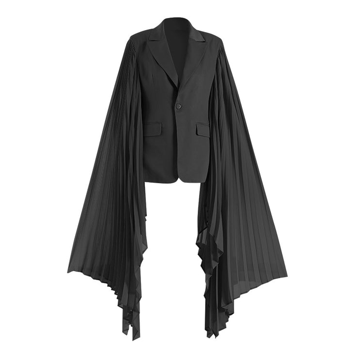 pleated cape sleeve blazer – CAMILA