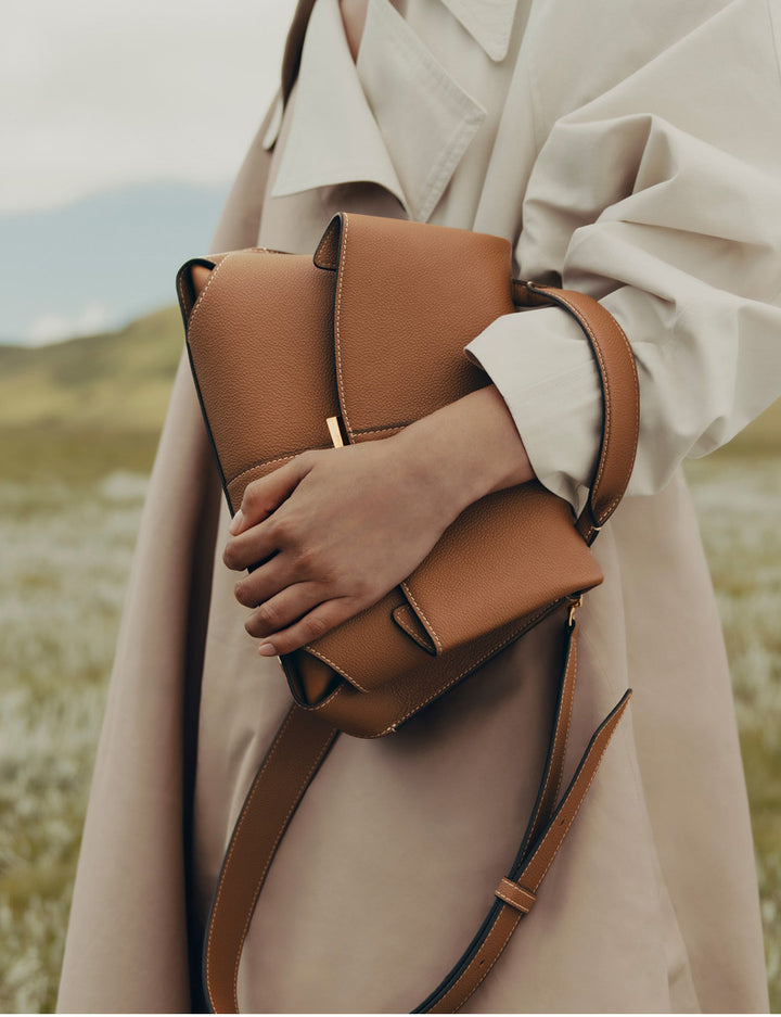 حقيبة يد من جلد الغزال المتين بمقابض علوية - زيادة