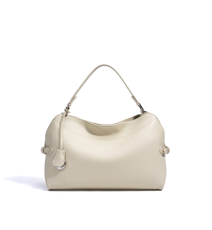 编织藤条手提包，配有双层皮革手柄 – LÉONIE 