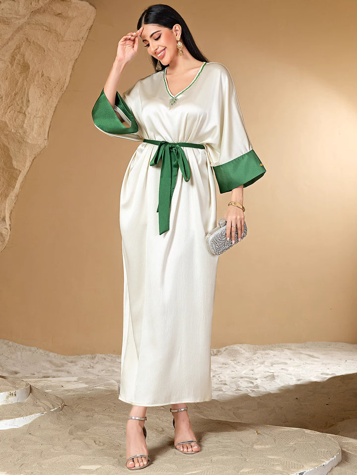 flared kaftan dress with contrast cuffs - LAYLAFI