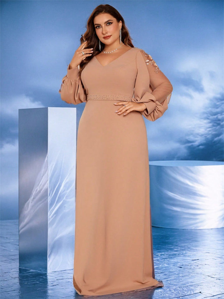 Geplooide top met uitlopende mouwen en maxi-rok set met tailleband – Rosiny 