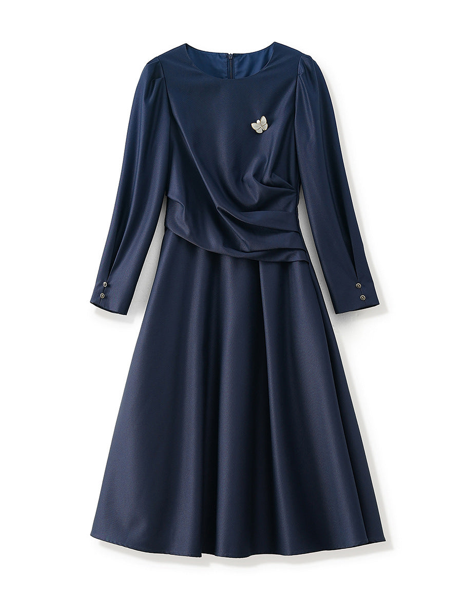 فستان ميدي بأكمام طويلة وقصة واسعة مع حزام خصر - نويل