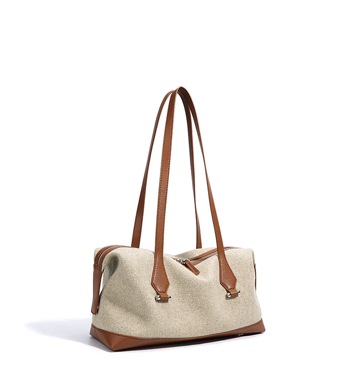 sac cabas en rotin tissé avec doubles poignées en cuir – LÉONIE 