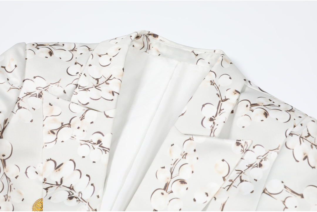 بليزر ساتان مزهر بأزرار ذهبية – سيرافينا