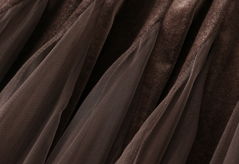 pleated tulle midi skirt with elastic waist – IVORY