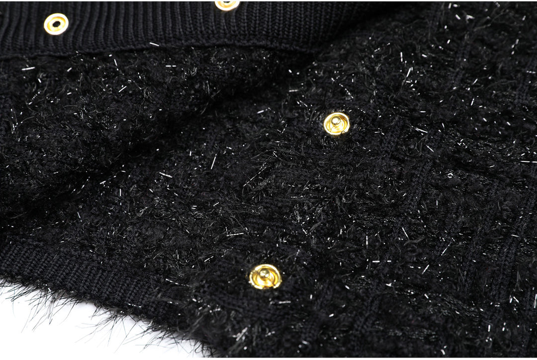 tweed jacket with gold button detailing – VERAQU