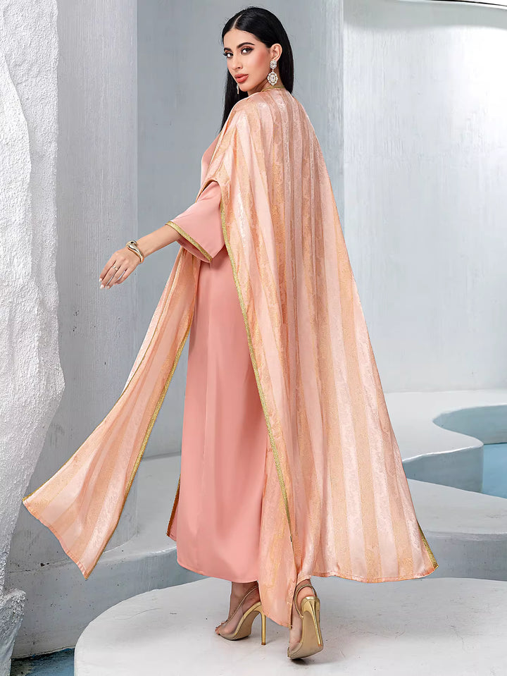 فستان مخملي طويل مكشوف الكتفين بفتحة جانبية - منتصف الليل