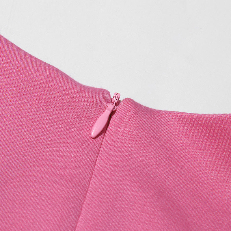 short-sleeve peplum suit with 3D floral appliqués – BLOOMIV