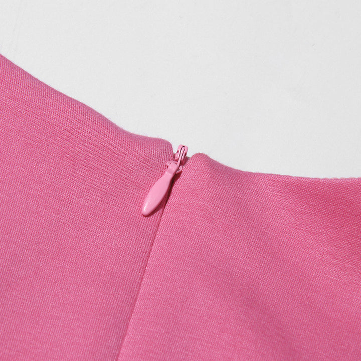 short-sleeve peplum suit with 3D floral appliqués – BLOOMIV