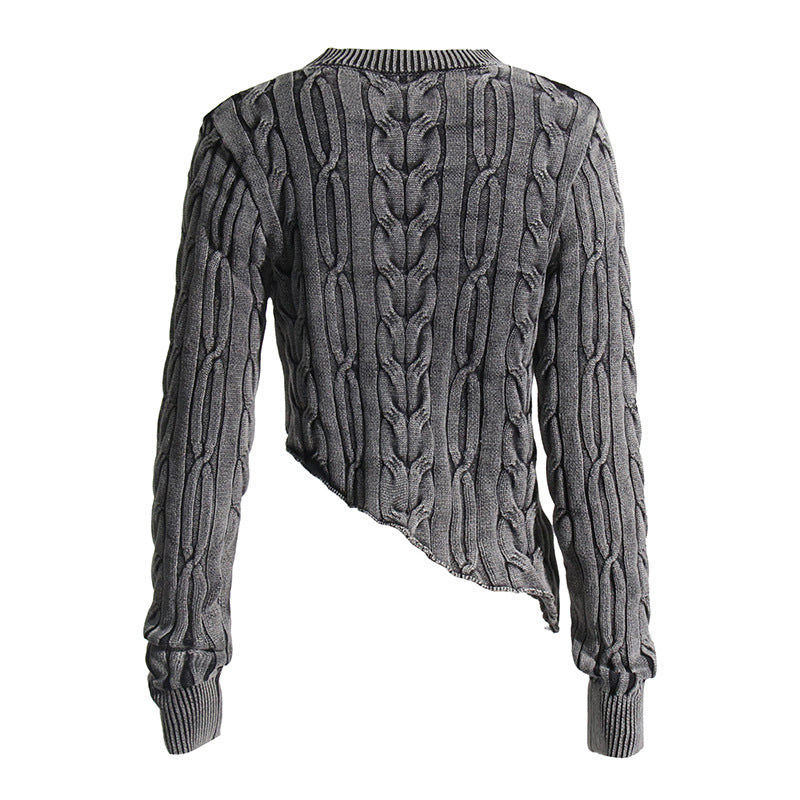 asymmetrical cable-knit cropped blouse - ARIANRI