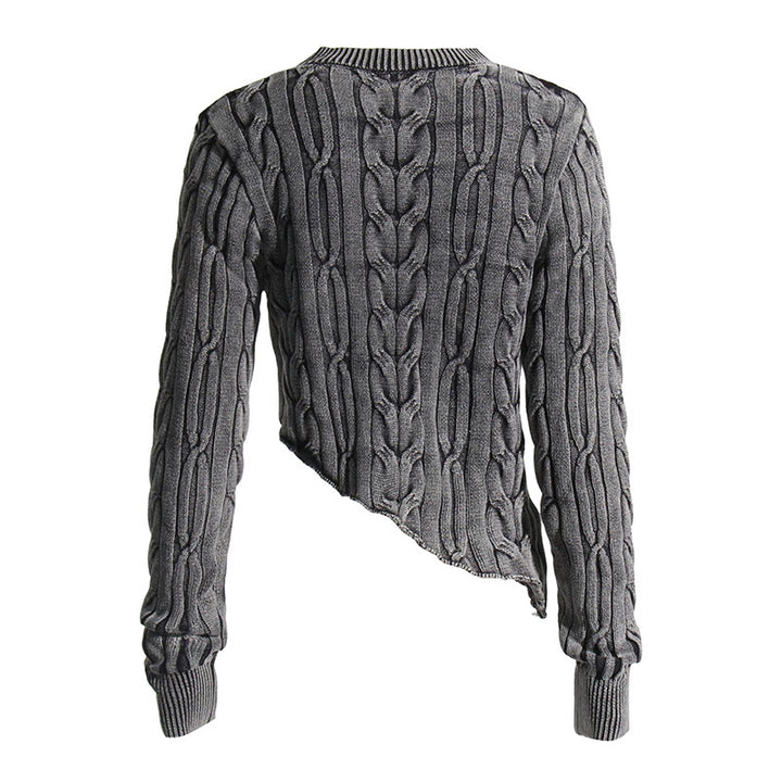 asymmetrical cable-knit cropped blouse - ARIANRI
