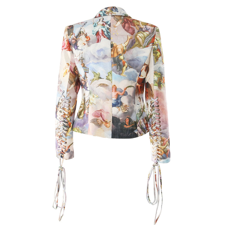 printed tailored blazer with baroque art design – ELYSINA