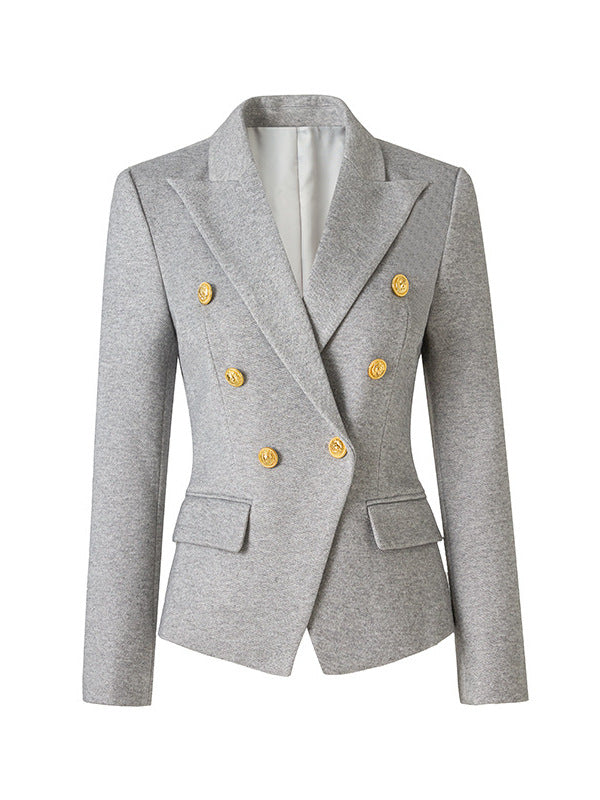 tailored double-breasted blazer with gold buttons – COMMAND
