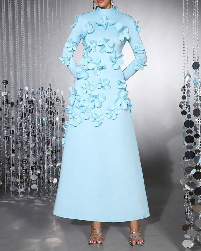 Robe sirène à manches longues avec plis latéraux - Seran 