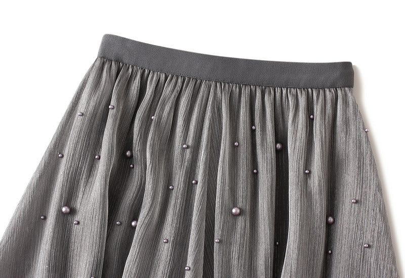 embellished tulle A-line midi skirt – MOONLIT