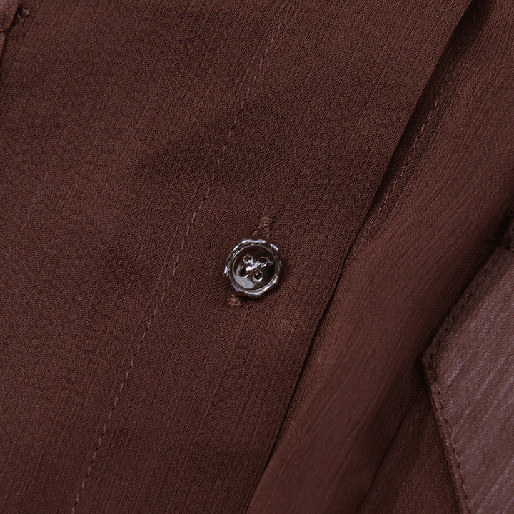 Geplooide top met uitlopende mouwen en maxi-rok set met tailleband – Rosiny 