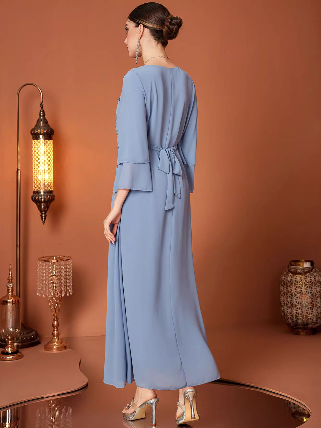 Elegant One-Size Long Sleeve Maxi Dress – LUNEA