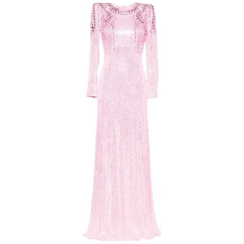 long sleeve sequin gown with mirrored embellishments – AURORA