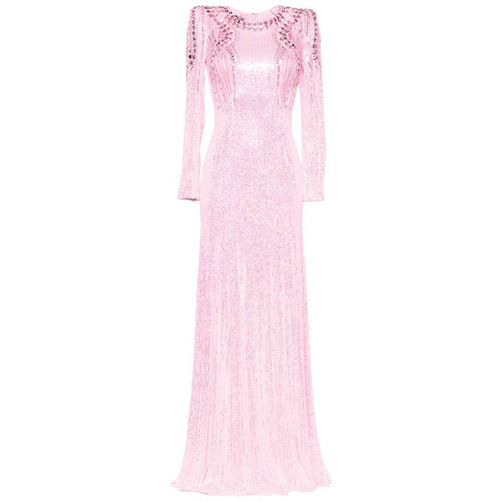 long sleeve sequin gown with mirrored embellishments – AURORA