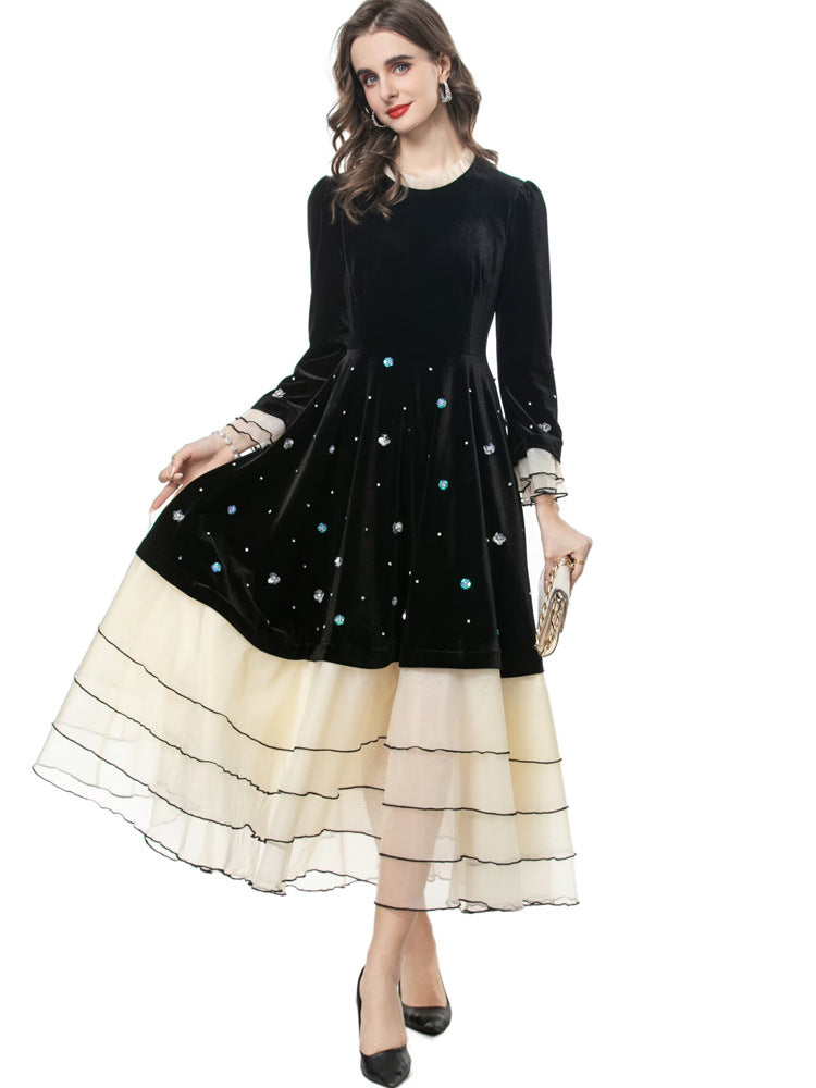 op maat gemaakte flare-pak met satijnen pofmouwen – VALENCIA 