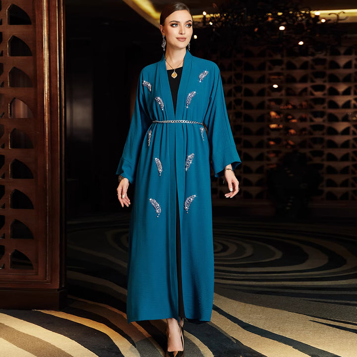 costume évasé sur mesure avec manches bouffantes en satin – VALENCIA 