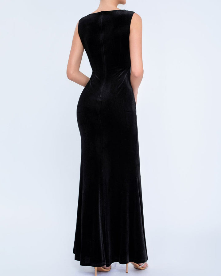 Geplooide top met uitlopende mouwen en maxi-rok set met tailleband – Rosiny 