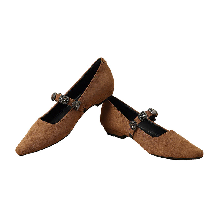 pointed flats with embellished strap - ZOYANRIT