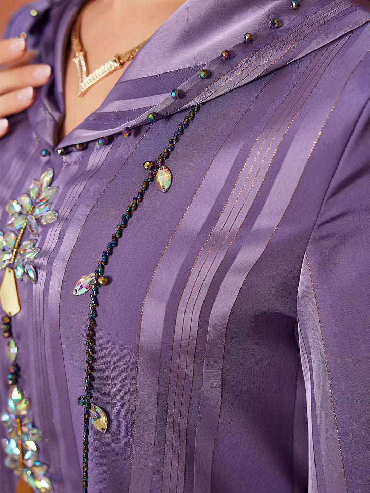 定制喇叭套装，配缎面泡泡袖 - VALENCIA 