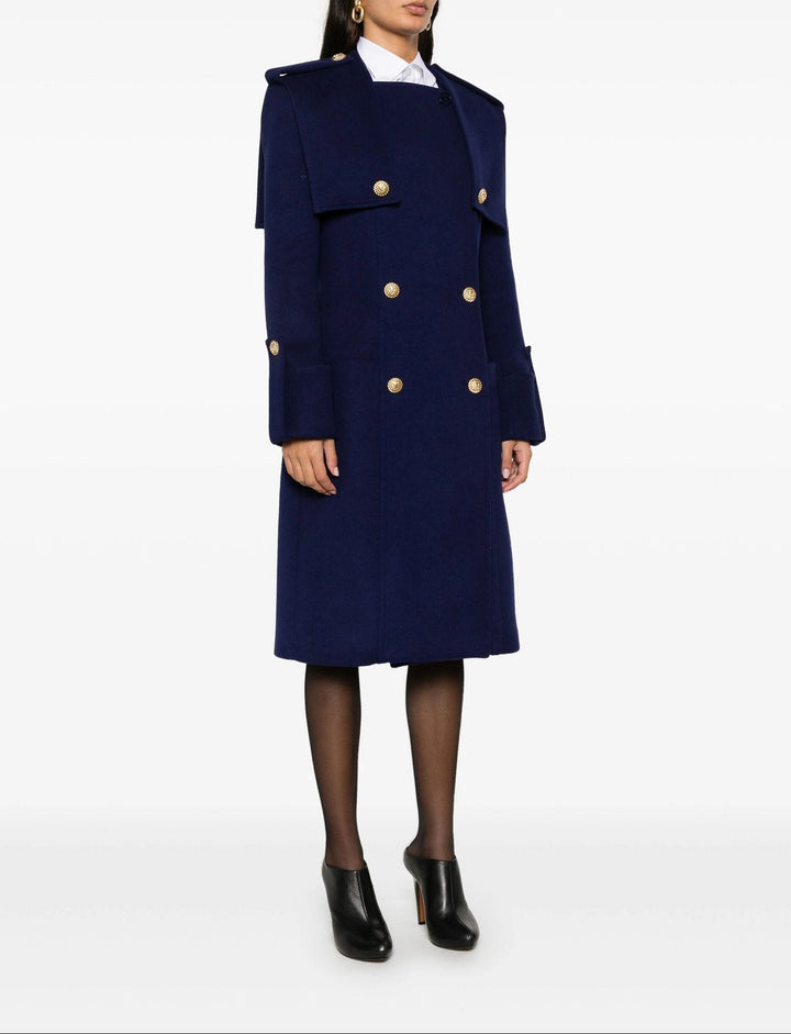 double-breasted navy coat with gold buttons – MARINA