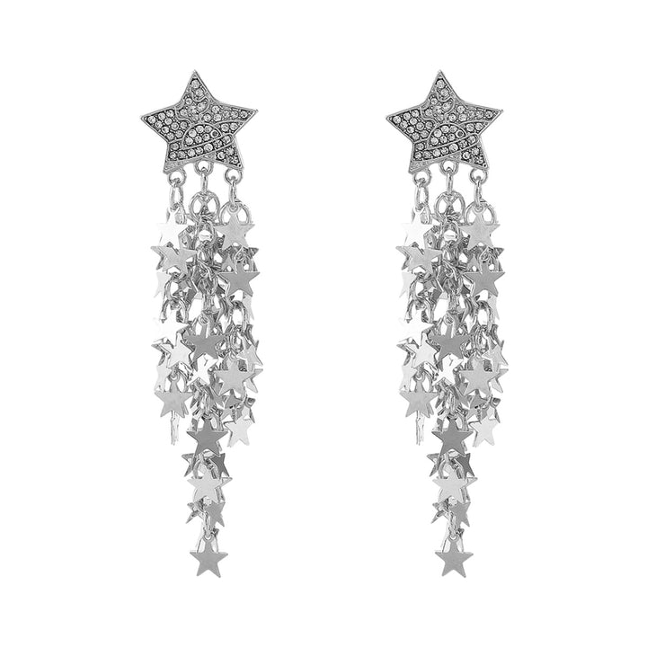 cascading star drop earrings with rhinestone studs - NOVAZILU