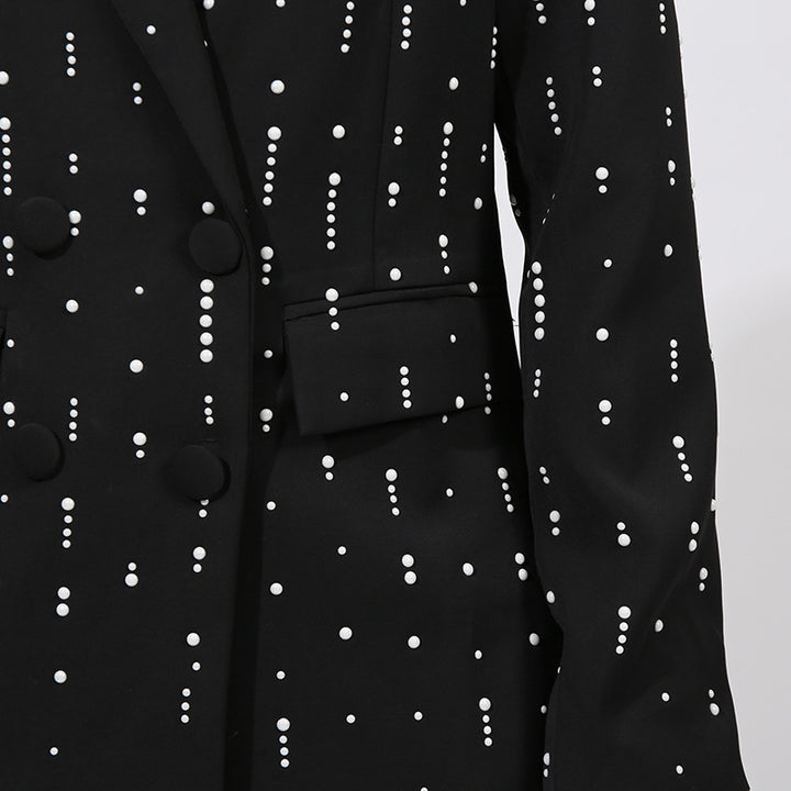 Tailored Crystal-Embellished Double-Breasted Blazer – NORA