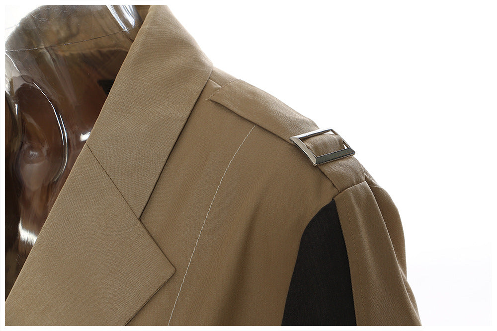 Belted trench-style midi dress with pleated skirt panels – TRENZA