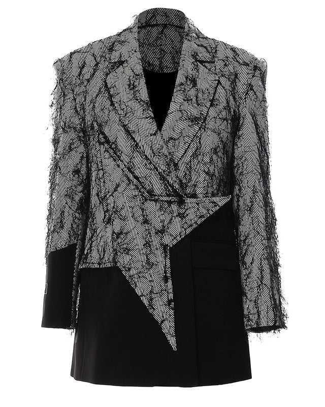 long blazer with contrast star panel – BASTRIND