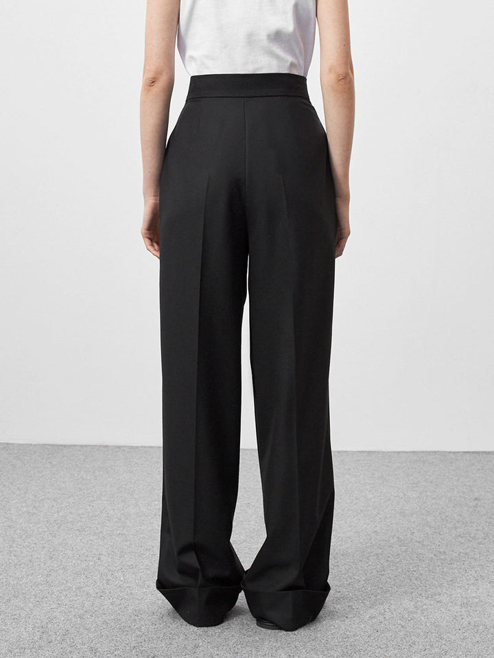 wide-leg tailored pants with high waistband – LUXE
