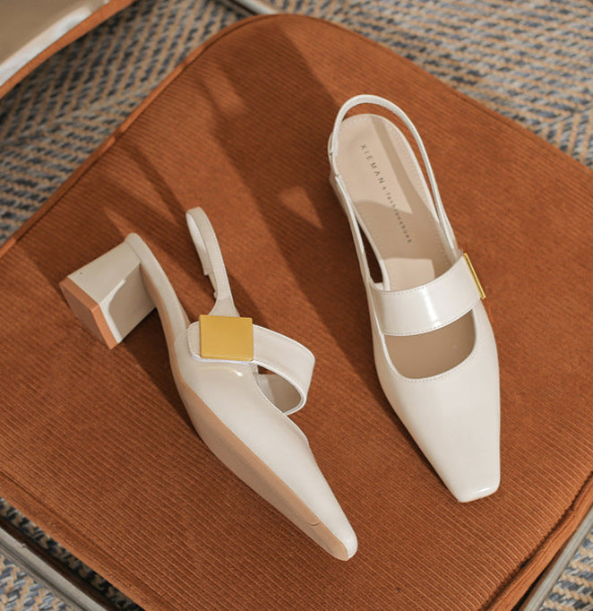 slingback block heels with metallic accent – DARIACTI