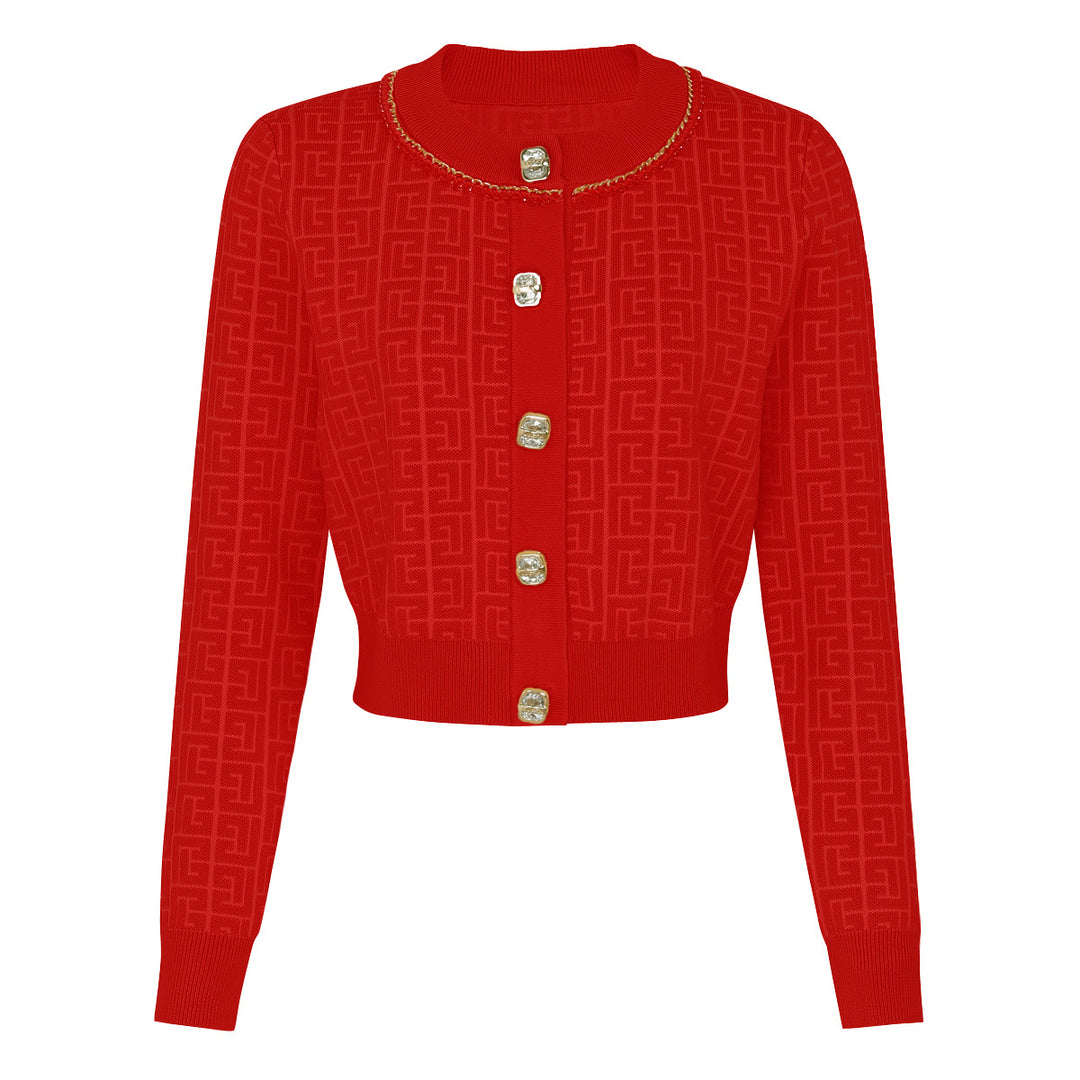 knitted two-piece dress set with logo pattern – CAMILA