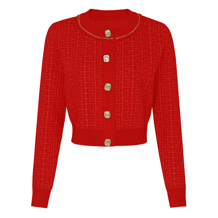 knitted two-piece dress set with logo pattern – CAMILA