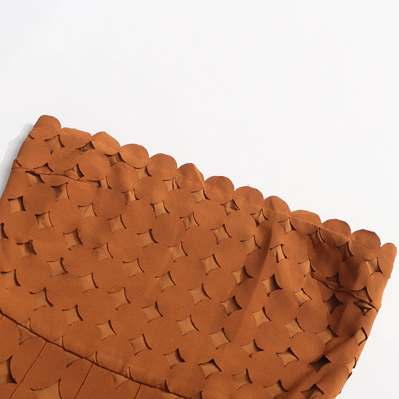 Plissiertes Oberteil mit ausgestellten Ärmeln und Maxirock-Set mit Taillengürtel – Rosiny 