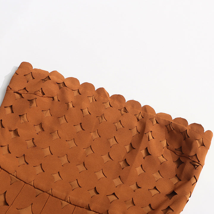 Plissiertes Oberteil mit ausgestellten Ärmeln und Maxirock-Set mit Taillengürtel – Rosiny 