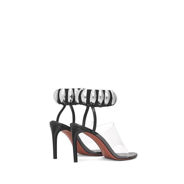 plexi-strap heels with metallic cuff – NOIR